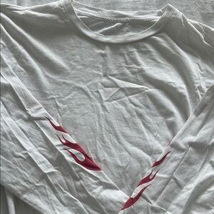J.Galt White Shirt with Red Flame Design
